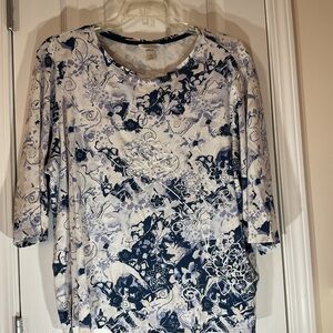 CJ Banks Women’s Plus Size 3X Top Stretch Blue Multicolor